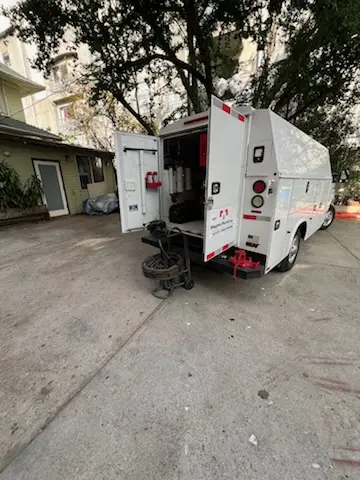 Magnet Plumbing service vehicle on-site for Sewer Line Repair in Hancock